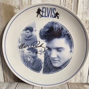 Elvis Presley Signature Product Ceramic Collector Plate Megatoys Blue/White